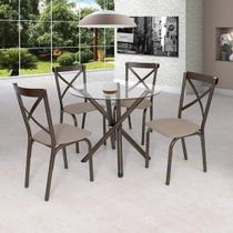 Conjunto de Mesa Tampo em Vidro com 4 Cadeiras Karina Conjunto de Mesa Tampo em Vidro com 4 Cadeiras Karina
