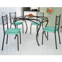 Conjunto de Mesa Tampo Vidro Lion com 4 Cadeiras Juliana Art Panta