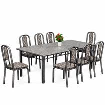 Conjunto de Mesa Teixeira base 3 com 8 cadeiras Madri tampo de granito ocre Preto Conjunto de Mesa Teixeira base 3 com 8 cadeiras Madri tampo de granito ocre Preto