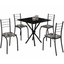 Conjunto de Mesa Teixeira Rio Ipanema tampo de MDP com 4 cadeiras craqueadas Preto Conjunto de Mesa Teixeira Rio Ipanema tampo de MDP com 4 cadeiras craqueadas Preto