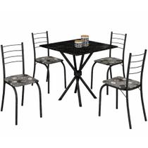 Conjunto de Mesa Teixeira Rio Ipanema tampo de MDP com 4 cadeiras craqueadas Preto Conjunto de Mesa Teixeira Rio Ipanema tampo de MDP com 4 cadeiras craqueadas Preto