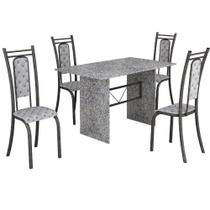 Conjunto de Mesa Teixeira tampo e pés de granito ocre com 4 cadeiras craqueadas - Preto - Móveis Teixeira