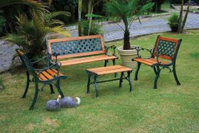 Conjunto de Mesa Texas em Alumínio Fundido e Madeira Unifer Móveis Conjunto de Mesa Texas em Alumínio Fundido e Madeira Unifer Móveis