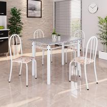 Conjunto de Mesa Tubular 100cm X 60cm Tampo em Granito com 4 Cadeiras