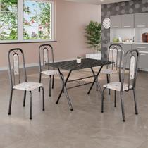 Conjunto de Mesa Tubular 100x60cm Tampo em Ardósia com 4 Cadeiras Lívia Conjunto de Mesa Tubular 100x60cm Tampo em Ardósia com 4 Cadeiras Lívia