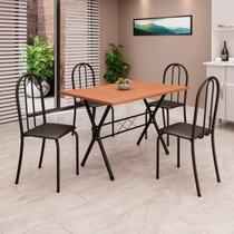 Conjunto de Mesa Tubular 100x60cm Tampo em Mdf com 4 Cadeiras Ane B