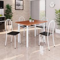 Conjunto de Mesa Tubular 100x60cm Tampo em MDF com 4 Cadeiras Preto/Branco Conjunto de Mesa Tubular 100x60cm Tampo em MDF com 4 Cadeiras Preto/Branco