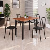 Conjunto de Mesa Tubular 100x60cm Tampo em MDF com 4 Cadeiras Preto Conjunto de Mesa Tubular 100x60cm Tampo em MDF com 4 Cadeiras Preto