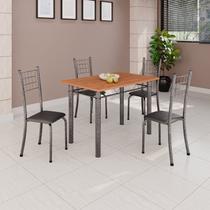 Conjunto de Mesa Tubular 100x60cm Tampo em Mdf e 4 Cadeiras Dany Conjunto de Mesa Tubular 100x60cm Tampo em Mdf e 4 Cadeiras Dany