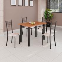 Conjunto de Mesa Tubular 100x60cm Tampo em Mdf e 4 Cadeiras Dany