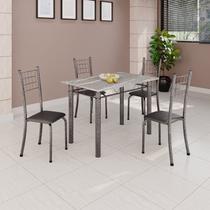 Conjunto de Mesa Tubular 100x60cm Tampo em Topázio com 4 Cadeiras Dany Conjunto de Mesa Tubular 100x60cm Tampo em Topázio com 4 Cadeiras Dany