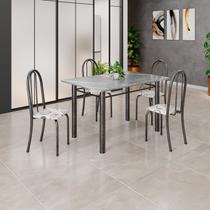 Conjunto de Mesa Tubular 120cm X 75cm Tampo em Granito Topázio com 4 Cadeiras Iris
