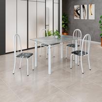 Conjunto de Mesa Tubular 120cm X 75cm Tampo em Granito Topázio com 4 Cadeiras Iris