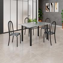 Conjunto de Mesa Tubular 120cm X 75cm Tampo em Granito Topázio com 4 Cadeiras Iris