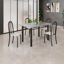 Conjunto de Mesa Tubular 120cm X 75cm Tampo em Granito Topázio com 4 Cadeiras Iris