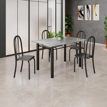 Conjunto de Mesa Tubular 120cm X 75cm Tampo em Granito Topázio com 4 Cadeiras Iris