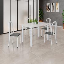 Conjunto de Mesa Tubular 120cm X 75cm Tampo em Vidro com 4 Cadeiras Iris B