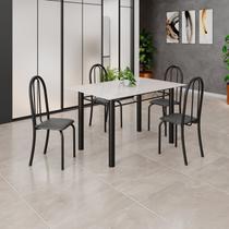 Conjunto de Mesa Tubular 120cm X 75cm Tampo em Vidro com 4 Cadeiras Iris B