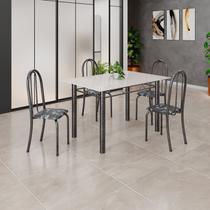 Conjunto de Mesa Tubular 120cm X 75cm Tampo em Vidro com 4 Cadeiras Iris B