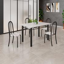 Conjunto de Mesa Tubular 120cm X 75cm Tampo em Vidro com 4 Cadeiras Iris B Conjunto de Mesa Tubular 120cm X 75cm Tampo em Vidro com 4 Cadeiras Iris B