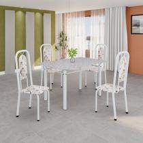 Conjunto de Mesa Tubular 120cm X 75cm Tampo Granito Ocre com 4 Cadeiras Lara