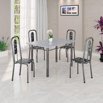 Conjunto de Mesa Tubular 120cm X 75cm Tampo Granito Ocre com 4 Cadeiras Lívia Conjunto de Mesa Tubular 120cm X 75cm Tampo Granito Ocre com 4 Cadeiras Lívia