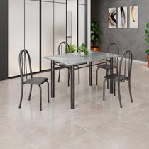 Conjunto de Mesa Tubular 120x75cm Tampo em Granito Topázio com 4 Cadeiras Iris Conjunto de Mesa Tubular 120x75cm Tampo em Granito Topázio com 4 Cadeiras Iris