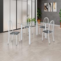 Conjunto de Mesa Tubular 120x75cm Tampo em Vidro com 4 Cadeiras Iris B
