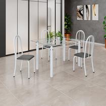 Conjunto de Mesa Tubular 120x75cm Tampo em Vidro com 4 Cadeiras Iris B