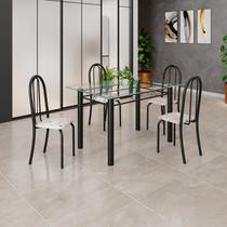 Conjunto de Mesa Tubular 120x75cm Tampo em Vidro com 4 Cadeiras Iris B Conjunto de Mesa Tubular 120x75cm Tampo em Vidro com 4 Cadeiras Iris B