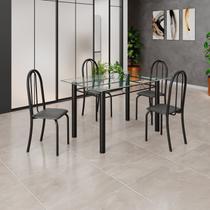 Conjunto de Mesa Tubular 120x75cm Tampo em Vidro com 4 Cadeiras Iris B