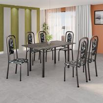Conjunto de Mesa Tubular 140cm X 75cm Tampo Ardósia Indiano com 6 Cadeiras Lara Conjunto de Mesa Tubular 140cm X 75cm Tampo Ardósia Indiano com 6 Cadeiras Lara
