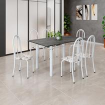 Conjunto de Mesa Tubular 140cm X 75cm Tampo em Ardósia Indiano com 6 Cadeiras Iris B