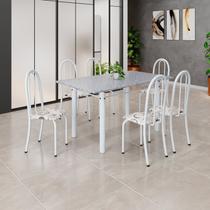 Conjunto de Mesa Tubular 140cm X 75cm Tampo em Granito Ocre com 6 Cadeiras Iris B