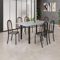 Conjunto de Mesa Tubular 140cm X 75cm Tampo em Granito Ocre com 6 Cadeiras Iris B