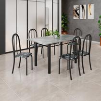 Conjunto de Mesa Tubular 140cm X 75cm Tampo em Granito Topázio com 6 Cadeiras Iris B