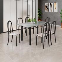 Conjunto de Mesa Tubular 140cm X 75cm Tampo em Granito Topázio com 6 Cadeiras Iris B