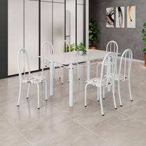 Conjunto de Mesa Tubular 140cm X 75cm Tampo em Vidro com 6 Cadeiras Iris B