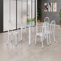 Conjunto de Mesa Tubular 140cm X 75cm Tampo em Vidro Incolor com 6 Cadeiras Iris B