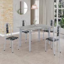 Conjunto De Mesa Tubular 4 Cadeiras 100x60cm Mart Perola Com Tampo Em Granito Topázio Isabel 020 - Tudo De Móveis Botanic Bege Conjunto De Mesa Tubular 4 Cadeiras 100x60cm Mart Perola Com Tampo Em Granito Topázio Isabel 020 - Tudo De Móveis Botanic Bege