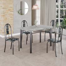 Conjunto de Mesa Tubular 4 Cadeiras 100x60cm Mart Prata com Tampo em Granito Topázio Isabel 020 - Tudo de Móveis