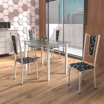 Conjunto de Mesa Tubular 4 Cadeiras 120cm com Tampo de Vidro Melissa