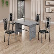 Conjunto de Mesa Tubular 4 Cadeiras 120x75cm Mart Prata com Tampo em Granito Ocre Letícia 070 Conjunto de Mesa Tubular 4 Cadeiras 120x75cm Mart Prata com Tampo em Granito Ocre Letícia 070