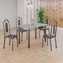 Conjunto de Mesa Tubular 4 Cadeiras 120x75cm Mart Prata com Tampo em Granito Topázio Brenda 010 - Tudo de Móveis Conjunto de Mesa Tubular 4 Cadeiras 120x75cm Mart Prata com Tampo em Granito Topázio Brenda 010 - Tudo de Móveis