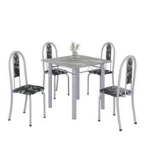 Conjunto de Mesa Tubular 4 Cadeiras 70x70cm Mart Perola com Tampo em Granito Topázio Isabel 030 - Tudo de Móveis Conjunto de Mesa Tubular 4 Cadeiras 70x70cm Mart Perola com Tampo em Granito Topázio Isabel 030 - Tudo de Móveis