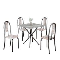 Conjunto de Mesa Tubular 4 Cadeiras 70x70cm Mart Prata com Tampo em Granito Topázio Isabel 048 - Tudo de Móveis Conjunto de Mesa Tubular 4 Cadeiras 70x70cm Mart Prata com Tampo em Granito Topázio Isabel 048 - Tudo de Móveis