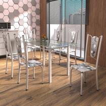 Conjunto de Mesa Tubular 6 Cadeiras 140cm com Tampo de Vidro Melissa