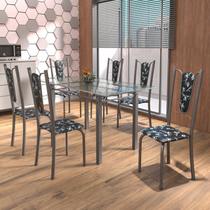 Conjunto de Mesa Tubular 6 Cadeiras 140cm com Tampo de Vidro Melissa Conjunto de Mesa Tubular 6 Cadeiras 140cm com Tampo de Vidro Melissa