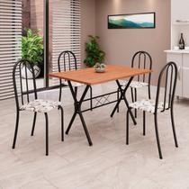 Conjunto de Mesa Tubular 62 100x60cm Tampo em MDF com 4 Cadeiras Ane B Preto/Arabesco Conjunto de Mesa Tubular 62 100x60cm Tampo em MDF com 4 Cadeiras Ane B Preto/Arabesco