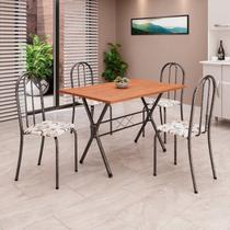 Conjunto de Mesa Tubular 62 100x60cm Tampo em Mdfcom 4 Cadeiras Ane B Prata/Arabesco/Mart Conjunto de Mesa Tubular 62 100x60cm Tampo em Mdfcom 4 Cadeiras Ane B Prata/Arabesco/Mart
